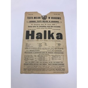 Afisz teatralny, Teatr Miejski w Krakowie „Halka” 1908