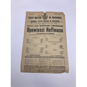 Afisz teatralny, Teatr Miejski w Krakowie „Opowieści Hoffmana” 1908