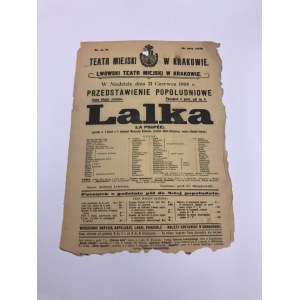 Afisz teatralny, Teatr Miejski w Krakowie „Lalka” 1908