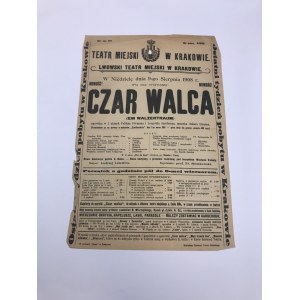 Afisz teatralny, Teatr Miejski w Krakowie „Czar walca” 1908