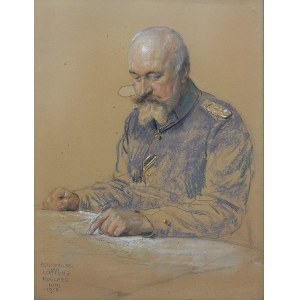 Karl Bennewitz von Löfen (1826-1895), Portret wojskowego przy stole, 1916