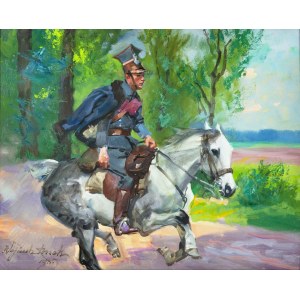 Wojciech Kossak (1856-1942), Ułan na galopującym koniu, 1905