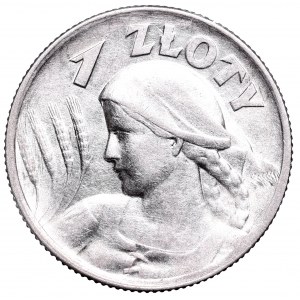 II Rzeczpospolita, 1 złoty 1925 (z kropką), Lodnyn Kobieta i kłosy