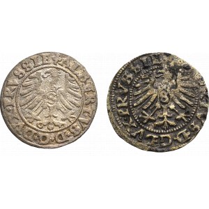 Prusy Książęce, Albert Hohenzollern, zestaw dwóch szelągów 1550 i 1557, Królewiec