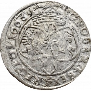 Jan II Kazimierz, Szóstak 1663, Bydgoszcz - L R/Korona z obręczą
