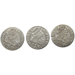 Silesia, Leopold I, set 3 x 3 kreuzer 1666