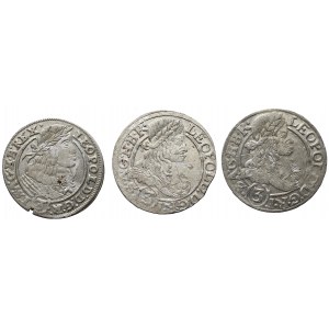 Silesia, Leopold I, set 3 x 3 kreuzer 1661 - 1666