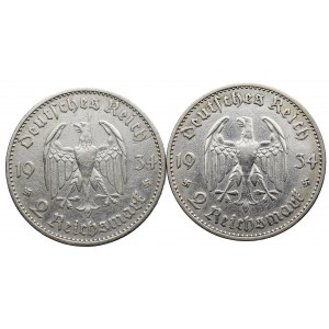 Germany, III Reich, set 2 x 2 mark 1933