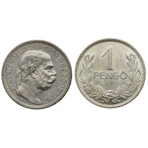 Węgry, zestaw 1 korona 1915 i 1 pengo 1939