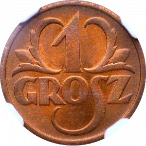 II Rzeczpospolita, 1 grosz 1938 - NGC MS65 RB