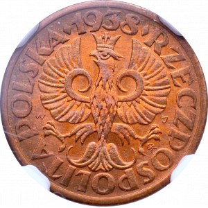 II Rzeczpospolita, 1 grosz 1938 - NGC MS65 RB