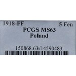 Królestwo Polskie, 5 fenigów 1918 FF - PCGS MS63