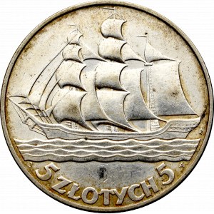 II Rzeczpospolita, 5 złotych 1936 Żaglowiec