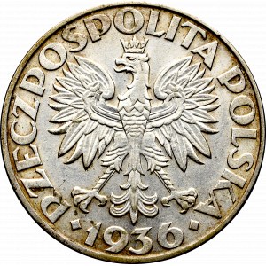 II Rzeczpospolita, 5 złotych 1936 Żaglowiec