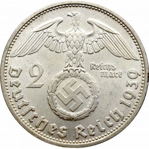 Niemcy, 2 marki 1939 D Hindenburg - Double Die - rzadkość