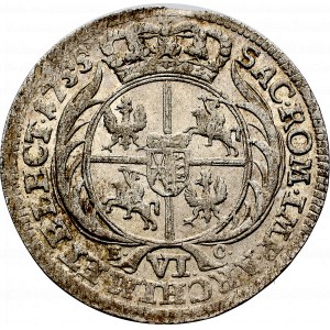 August III Sas, Szóstak 1755 - kropka po nominale, rzadszy