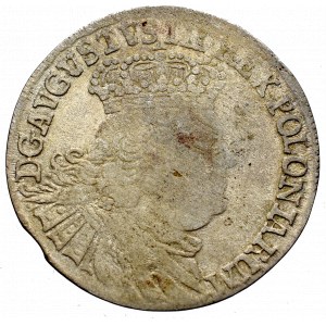 August III Sas, Szóstak 1756 - szerokie popiersie, kropka po dacie