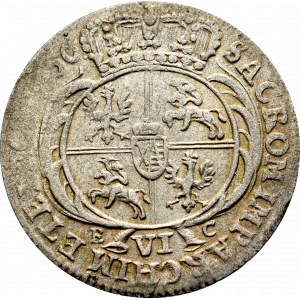 August III Sas, Szóstak 1756 - zdobione popiersie