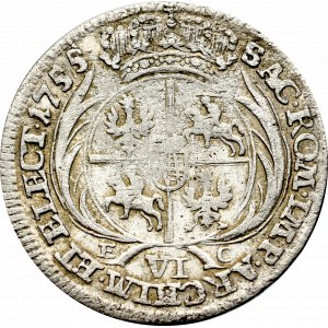 August III Sas, Szóstak 1755 - szerokie popiersie