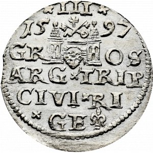 Zygmunt III Waza, Trojak 1597, Ryga - nieopisany D:G