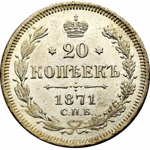 Rosja, Aleksander II, 20 kopiejek 1871 HI