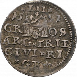 Zygmunt III Waza, Trojak 1591, Ryga - nieopisana hybryda