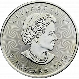 Kanada, 5 Dolarów 2016 - uncja srebra