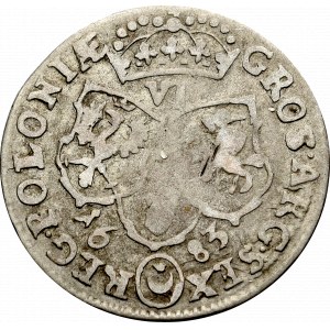 Jan III Sobieski, Szóstak 1683, Bydgoszcz - herb Leliwa korona z 10 klejnotami na kabłąkach