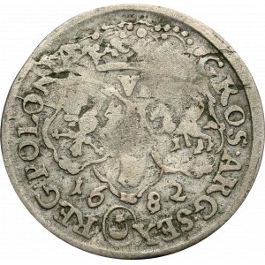 Jan III Sobieski, Szóstak 1682, Bydgoszcz - kokardki przy tarczach bez klejnotów w obręczy