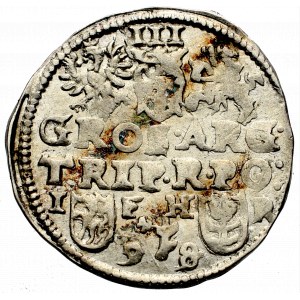 Zygmunt III Waza, Trojak 1597/8, Poznań - nieopisana przebitka
