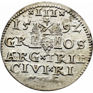 Zygmunt III Waza, Trojak 1592, Ryga - piękny
