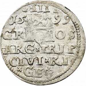Zygmunt III Waza, Trojak 1599, Ryga - nieopisany DxG