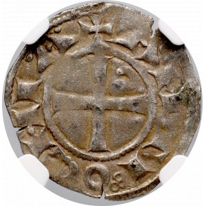 Krzyżowcy, Antiochia, Bohemond III, Denar - NGC F15