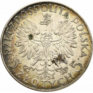 II Rzeczpospolita, 5 złotych 1934 Głowa kobiety