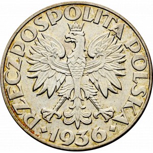 II Rzeczpospolita, 5 złotych 1936 Żaglowiec