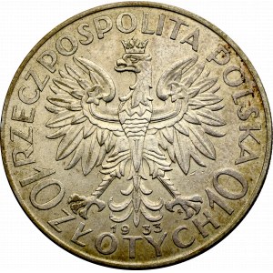 II Rzeczpospolita, 10 złotych 1933 Głowa kobiety