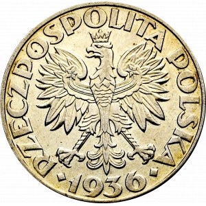 II Rzeczpospolita, 5 złotych 1936 Żaglowiec