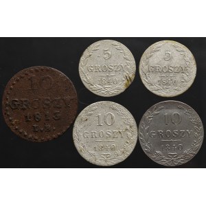Zabór rosyjski, zestaw atrakcyjnych drobnych monet (5 sztuk)