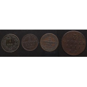 Zestaw miedzianych monet (4 sztuki)