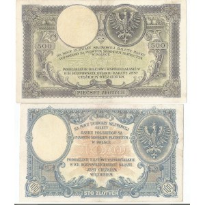 II RP, zestaw 100 i 500 złotych 1919
