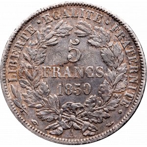 Francja, 5 franków 1850