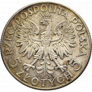 II Rzeczpospolita, 5 złotych 1933 Głowa kobiety