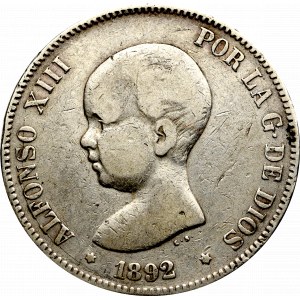 Hiszpania, 5 pesetas 1892