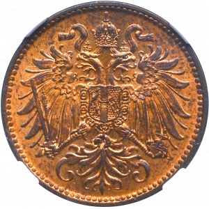 Austria, 2 hellery 1914 - NGC MS65 RB