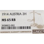 Austria, 2 hellery 1914 - NGC MS65 RB