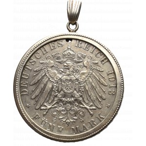 Niemcy, Bawaria, 5 marek 1913 - oprawiona zawieszka