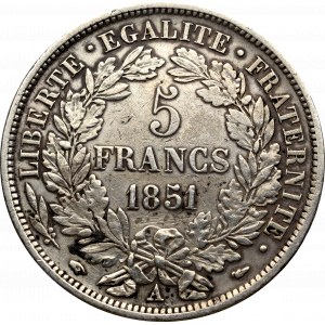 Francja, 5 franków 1851