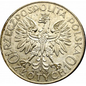 II Rzeczpospolita, 10 złotych 1933 Głowa kobiety