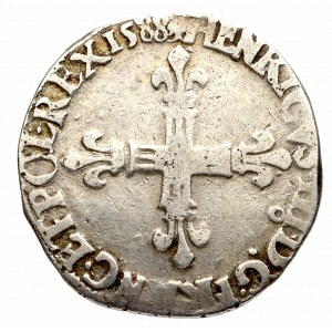 Francja/Polska, Henryk III Walezy, 1/4 ecu 1588, Rennes