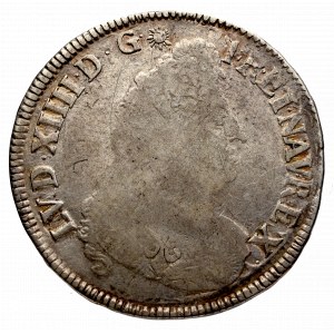 Francja, Ludwik XIV, 1/2 ecu 1694, Bordeaux - przevita na wcześniejszej emisji